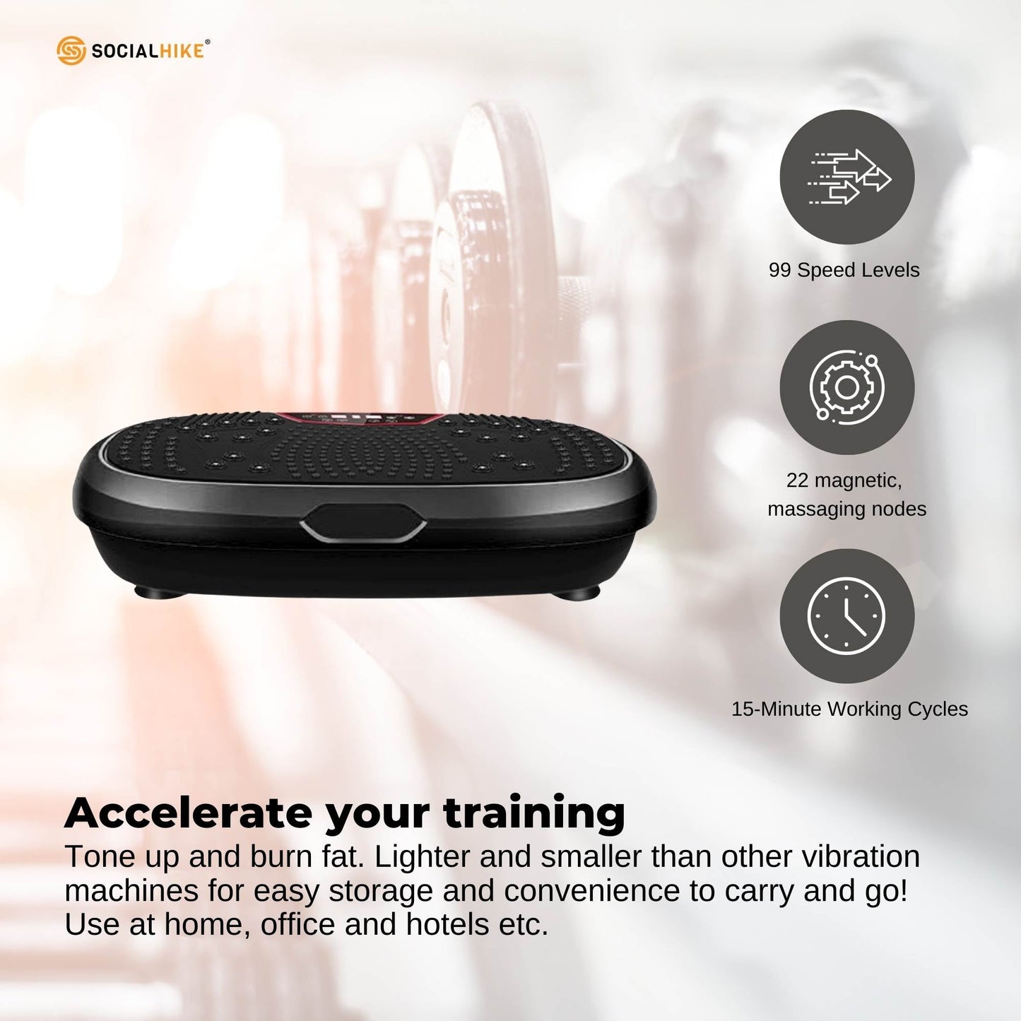 Black Mini Vibration Platform - Magnet Therapy Vibrating Machine Exercise Plate