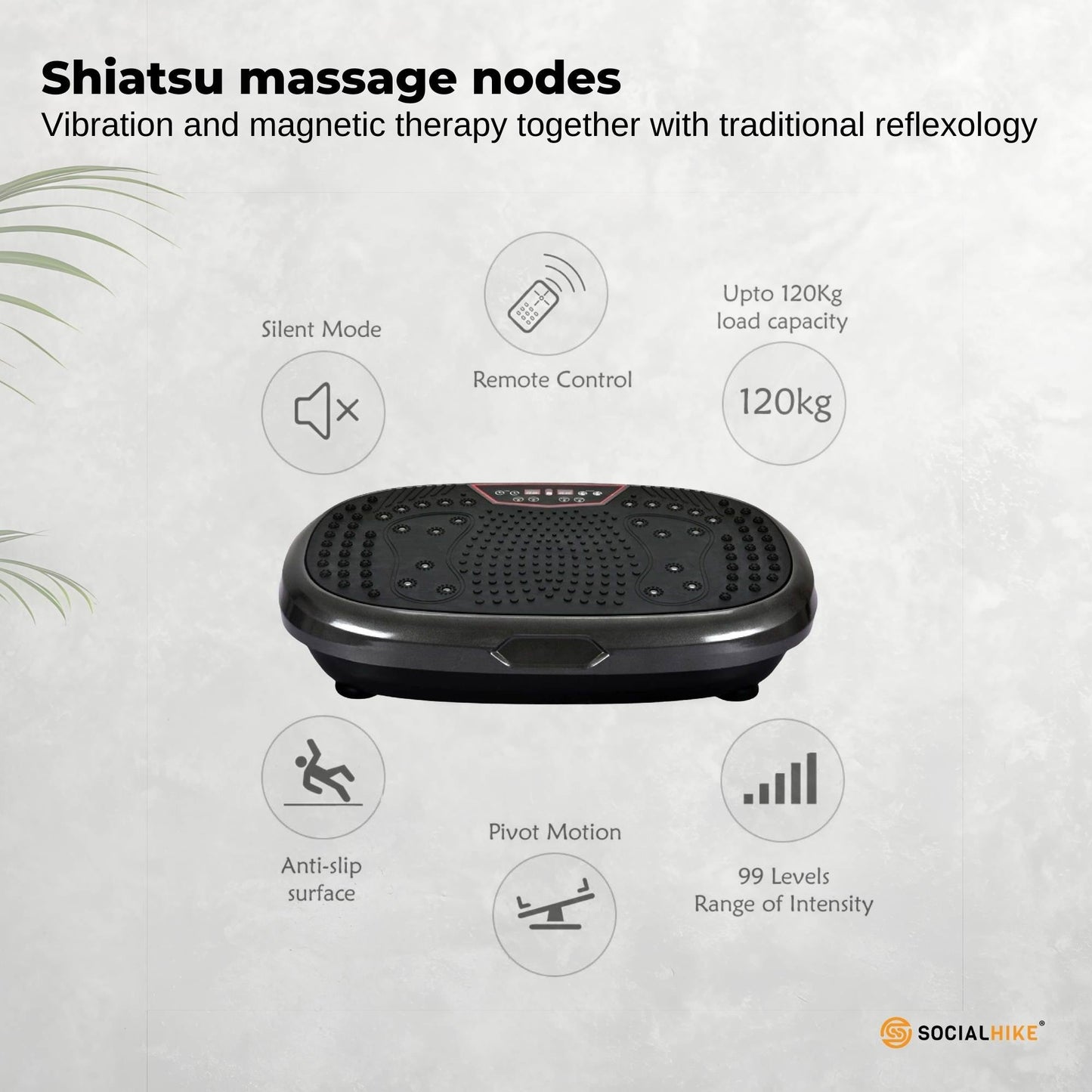 Black Mini Vibration Platform - Magnet Therapy Vibrating Machine Exercise Plate