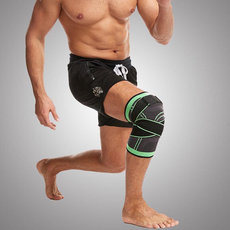 3D Weaving Knee Brace Breathable Sleeve Support Running Jogging Joint Pain Leg Green - Green-L