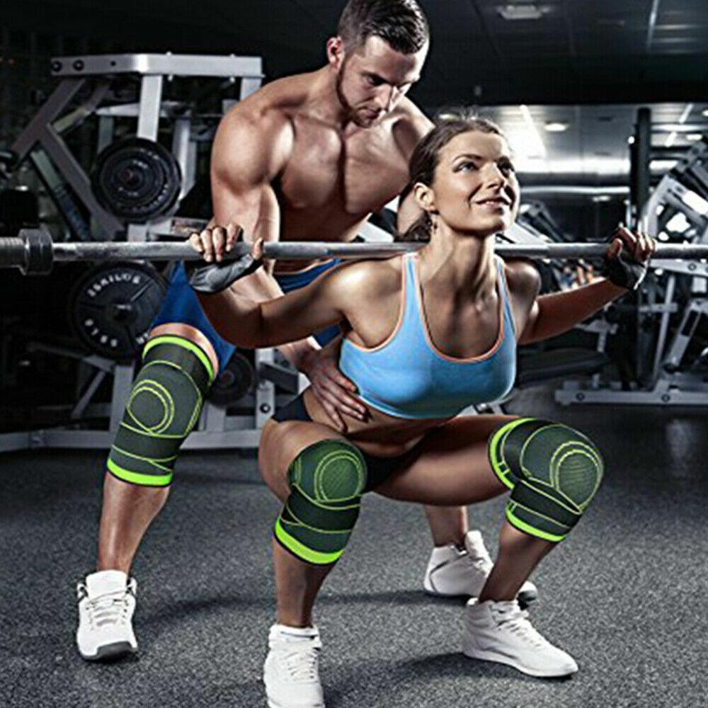 3D Weaving Knee Brace Breathable Sleeve Support Running Jogging Joint Pain Leg Green - Green-L