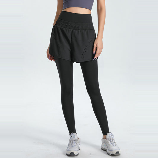 L Black Women's High-Waist Athletic Skort with Built-In Shorts - Breathable Quick-Dry Running Skirt with Phone Pocket